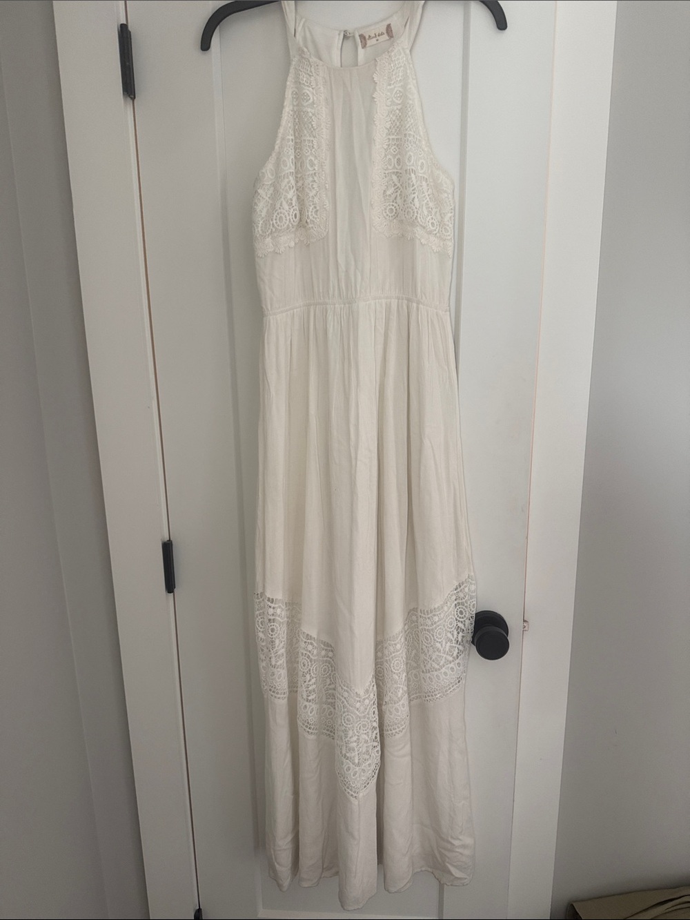 Altar'd State Ivory Lace Halter Maxi Dress